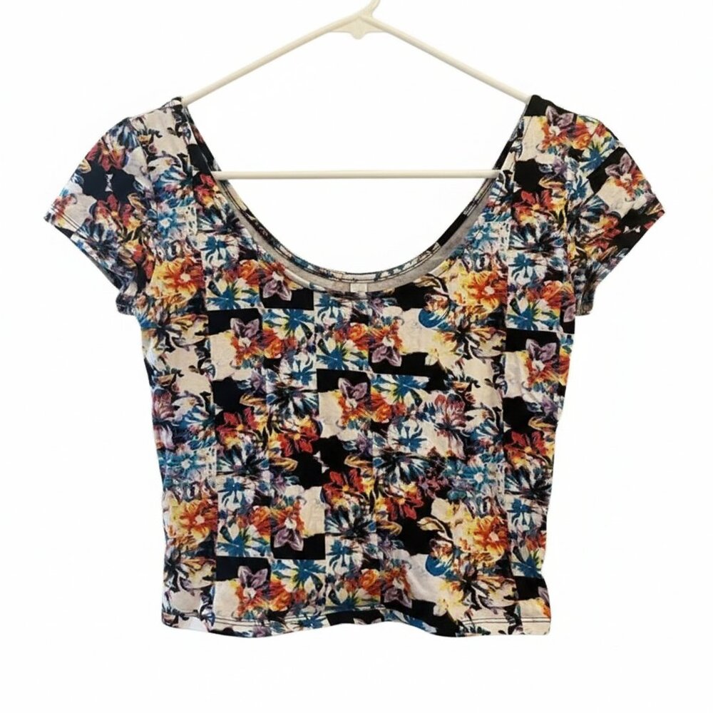 Xhilaration Floral Women's Crop Top - Small - Multi-color